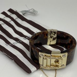 Henri Bendel tortoise design hinged cuff bracelet